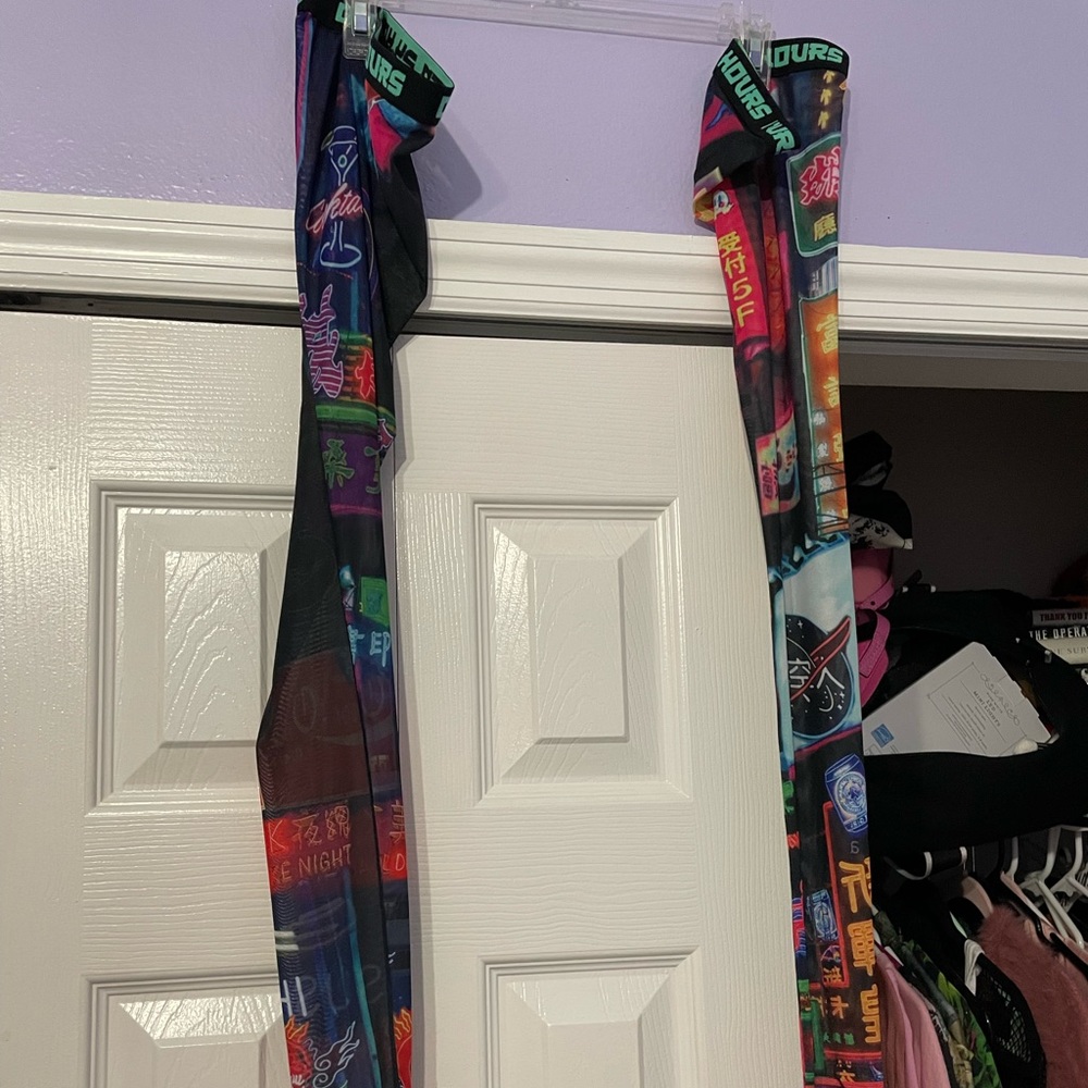 Dollskill Graphic Thigh High Mesh Socks